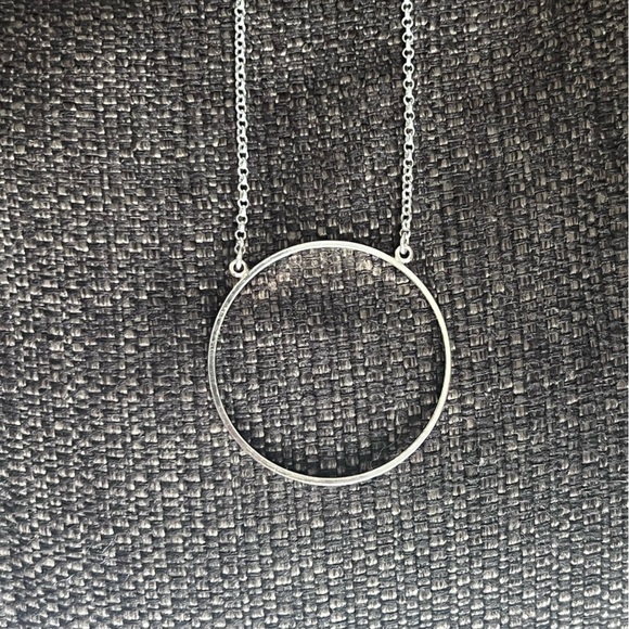 Lele Sadoughi Circle Necklace Silver Plated - Picture 2 of 3